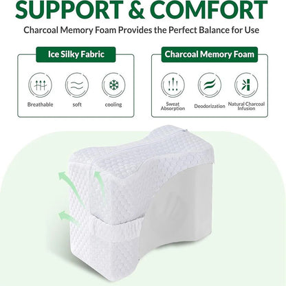 Memory Foam Knee Pillow with Adjustable Straps for Side Sleepers