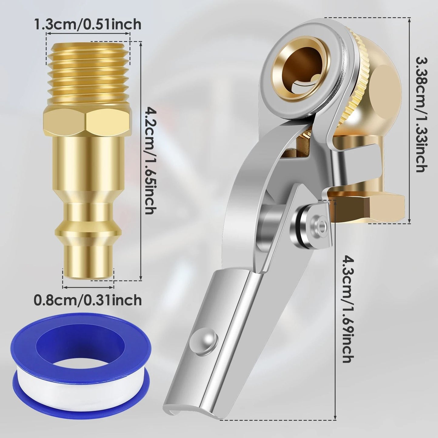 2Pcs Closed Ball Tire 1 4 Inch FNPT Durable Closed Flow Tire Inflator Air Chuck Connector 1