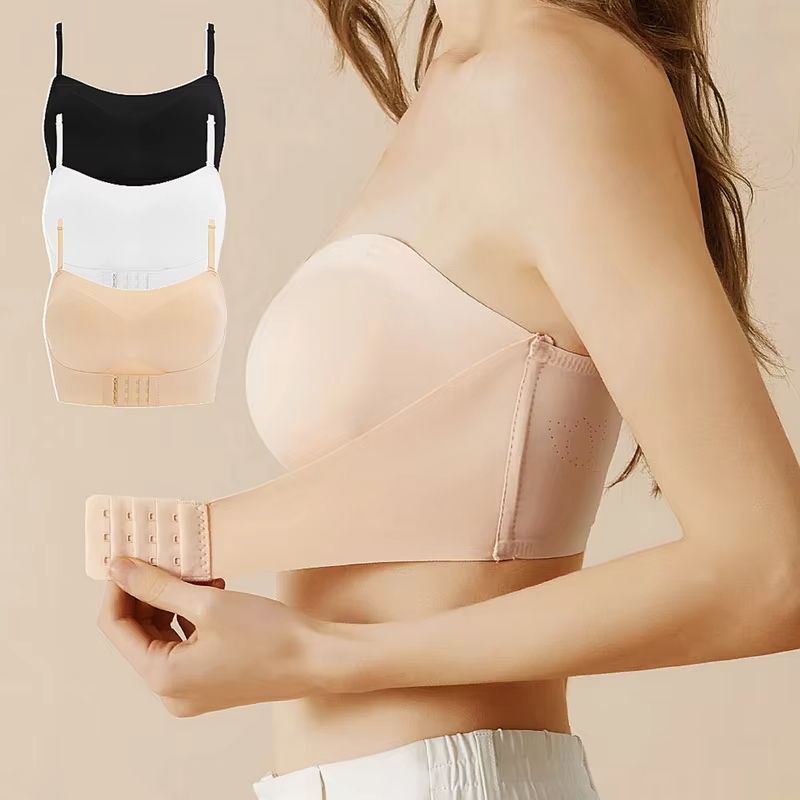 Invisible Strapless Push Up Bra  Wireless NonSlip Backless Brassiere For Women Big Bust Support Wed 1