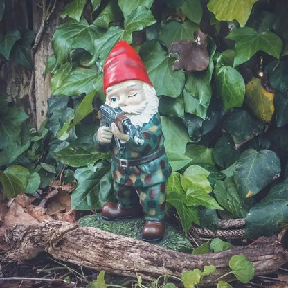 Army Gnome Garden Statues, Resin Desktop Lawn Ornament Dwarf Figurines for Outdoor Garden Decoratiom