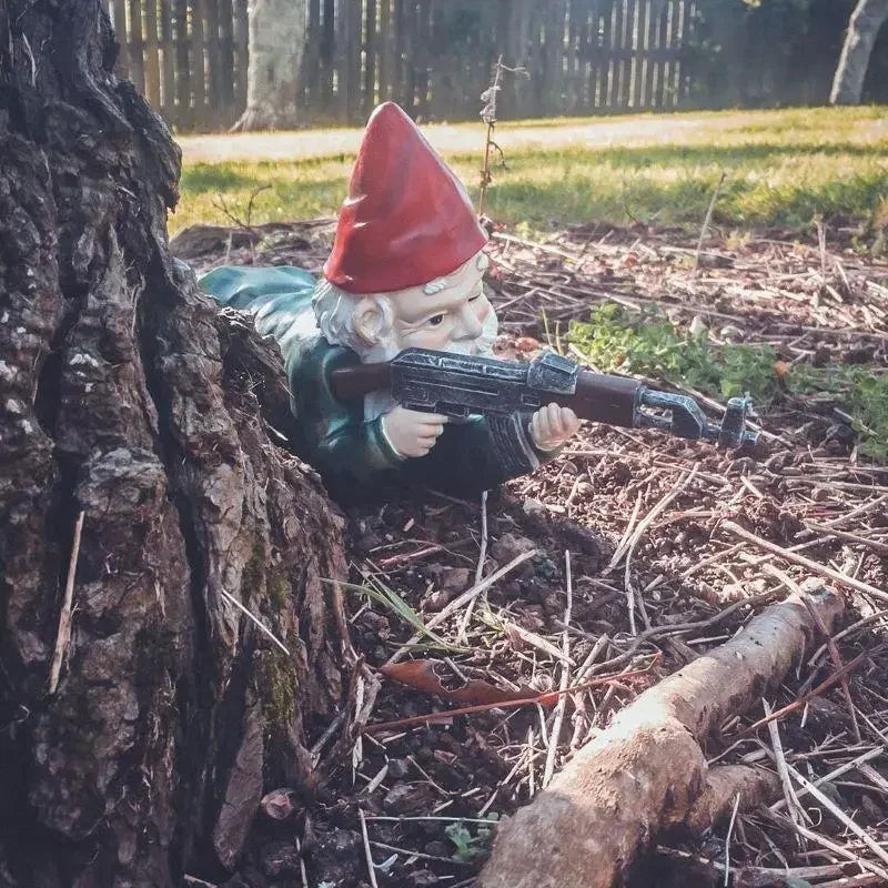 Army Gnome Garden Statues, Resin Desktop Lawn Ornament Dwarf Figurines for Outdoor Garden Decoratiom