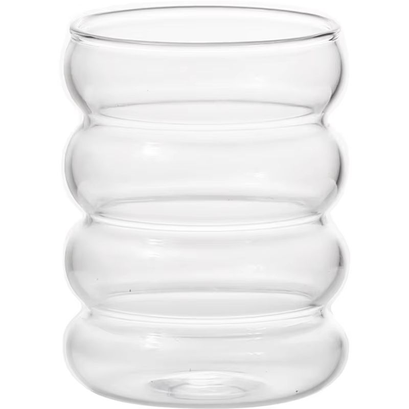 Retro Corrugated Glass Cup  Transparent Coffee Milk Juice  Tea Drinkware For Home 2