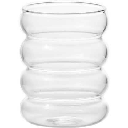 Retro Corrugated Glass Cup  Transparent Coffee Milk Juice  Tea Drinkware For Home 2
