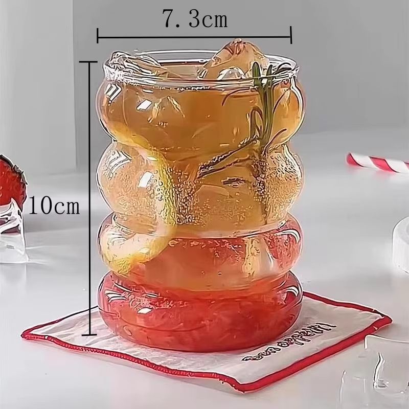 Retro Corrugated Glass Cup  Transparent Coffee Milk Juice  Tea Drinkware For Home 6