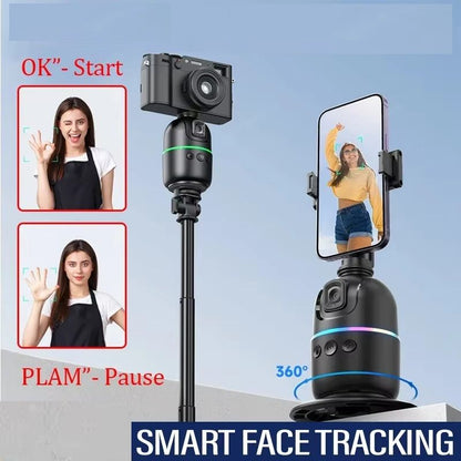 VIKEFON 360 Smart Auto Face Tracking Gimbal Stabilizer, Gesture Control, Hands-Free Selfie Stick Tripod for Smartphone