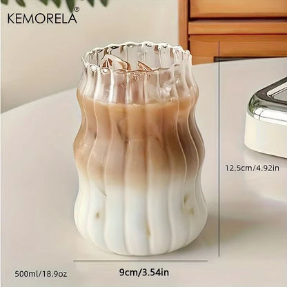HeatResistant Glass Tumbler Set  Transparent Striped Drinkware For Tea Coffee Juice  Beer 1