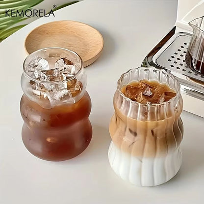 HeatResistant Glass Tumbler Set  Transparent Striped Drinkware For Tea Coffee Juice  Beer 2