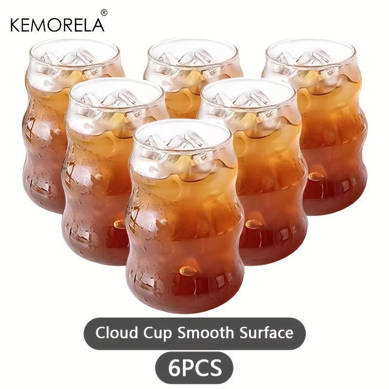 HeatResistant Glass Tumbler Set  Transparent Striped Drinkware For Tea Coffee Juice  Beer 12