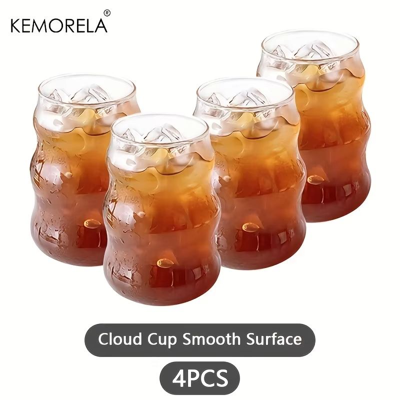 HeatResistant Glass Tumbler Set  Transparent Striped Drinkware For Tea Coffee Juice  Beer 10