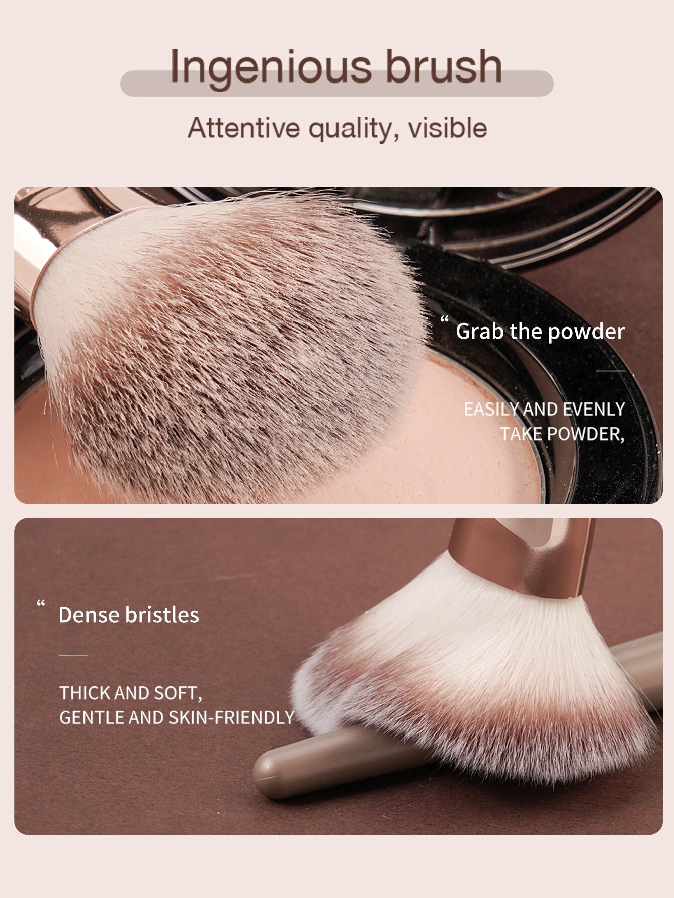Maange 3 Piece Makeup Brush Kit, Professional Foundation Concealer Powder Blush Bronzer Brush, Soft Bristle Beauty Tools