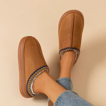 Winter Plush Slippers – Warm Fuzzy Fur Indoor Outdoor Anti-Slip House Shoes for Women
