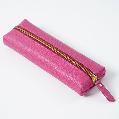 Personalized Leather Pencil Case Handmade Genuine Pebble Leather Zipper Bag For Large Capacity Scho 7