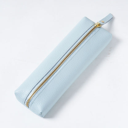 Personalized Leather Pencil Case Handmade Genuine Pebble Leather Zipper Bag For Large Capacity Scho 8