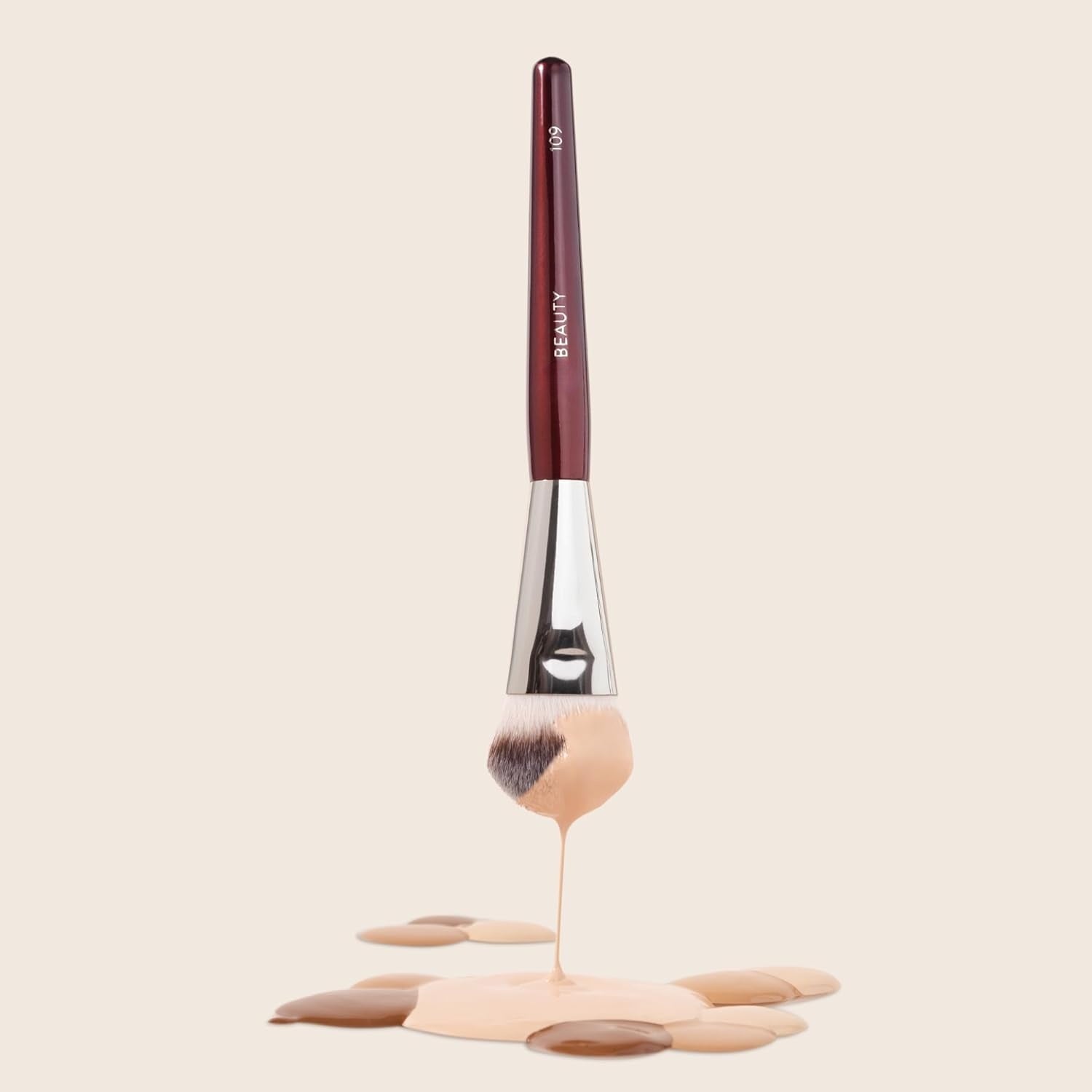 Mini Contoured Foundation Brush, Makeup Face Brush for Liquid Cream Foundation, Blending Bronzer, Blush, Highlighter