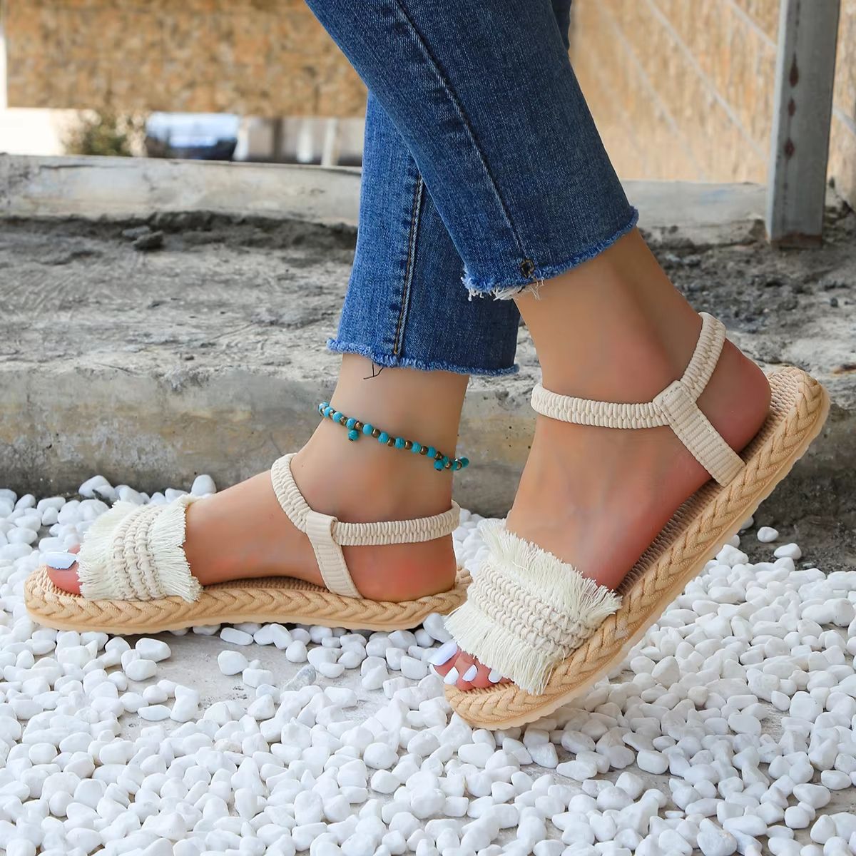 WomenS Tassel Sandals  Fashion Flat Heel Summer Shoes With Soft Sole  NonSlip Comfort 2