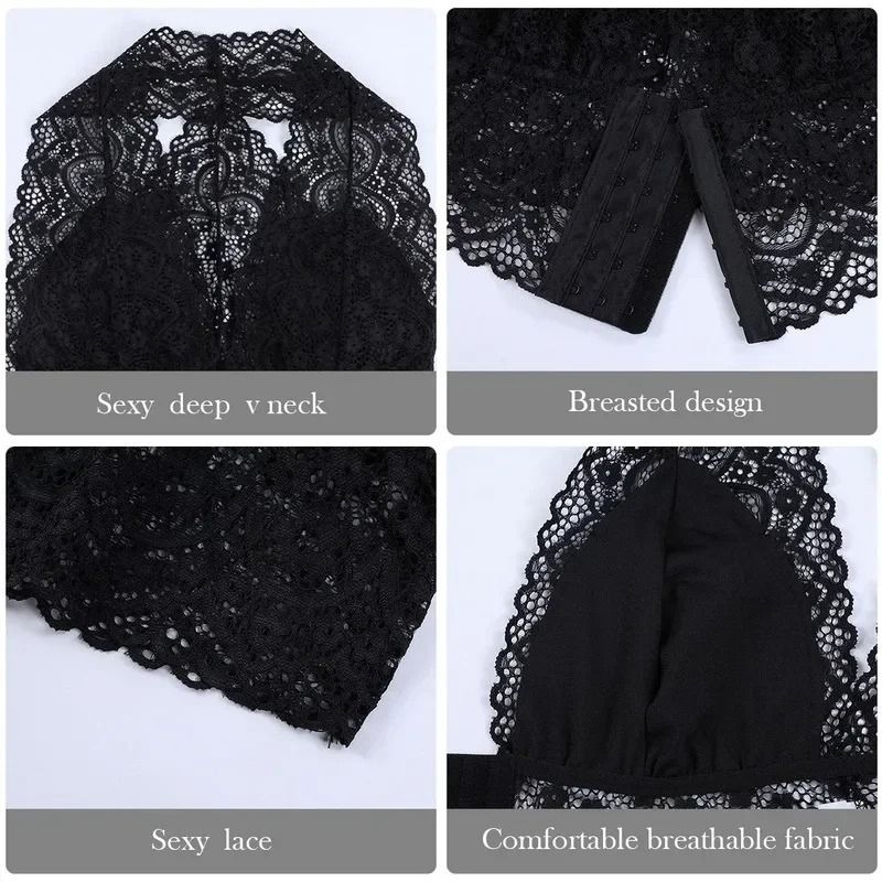 Women Lace Padded Bralette Sexy Crop Top With Backless Cami Design 4