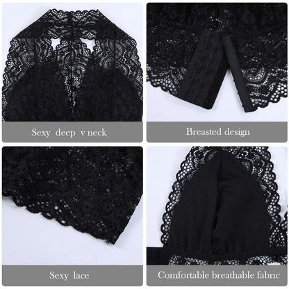Women Lace Padded Bralette Sexy Crop Top With Backless Cami Design 4