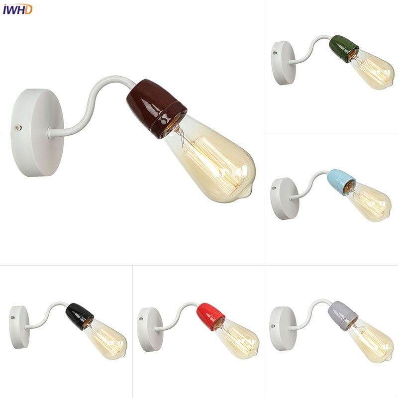 IWHD Colorful Ceramic LED Wall Lamp, Nordic Minimalism Wall Sconce for Living Room, Bedroom, Bathroom, Loft Decor