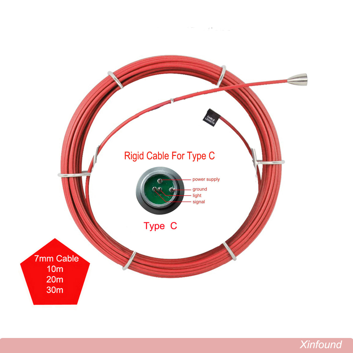 Fiberglass Cable Soft or Rigid with Connector, Compatible with Wopson Pipe Inspection Snake Camera for Plumbing & Drain
