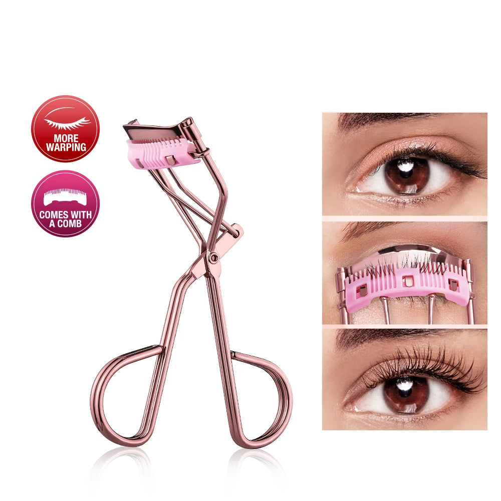 Rose Gold Eyelash Curler Professional, Womens Eyelash Makeup Tools, Quick Styling Cosmetics Accessories Portable Compact
