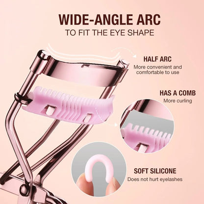 Rose Gold Eyelash Curler Professional, Womens Eyelash Makeup Tools, Quick Styling Cosmetics Accessories Portable Compact