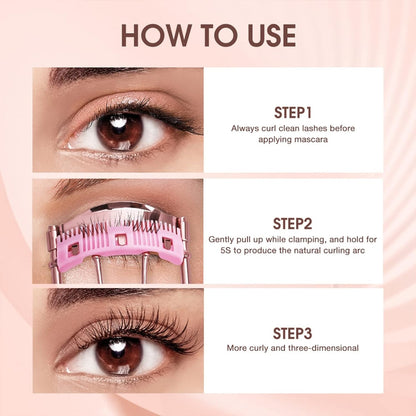 Rose Gold Eyelash Curler Professional, Womens Eyelash Makeup Tools, Quick Styling Cosmetics Accessories Portable Compact