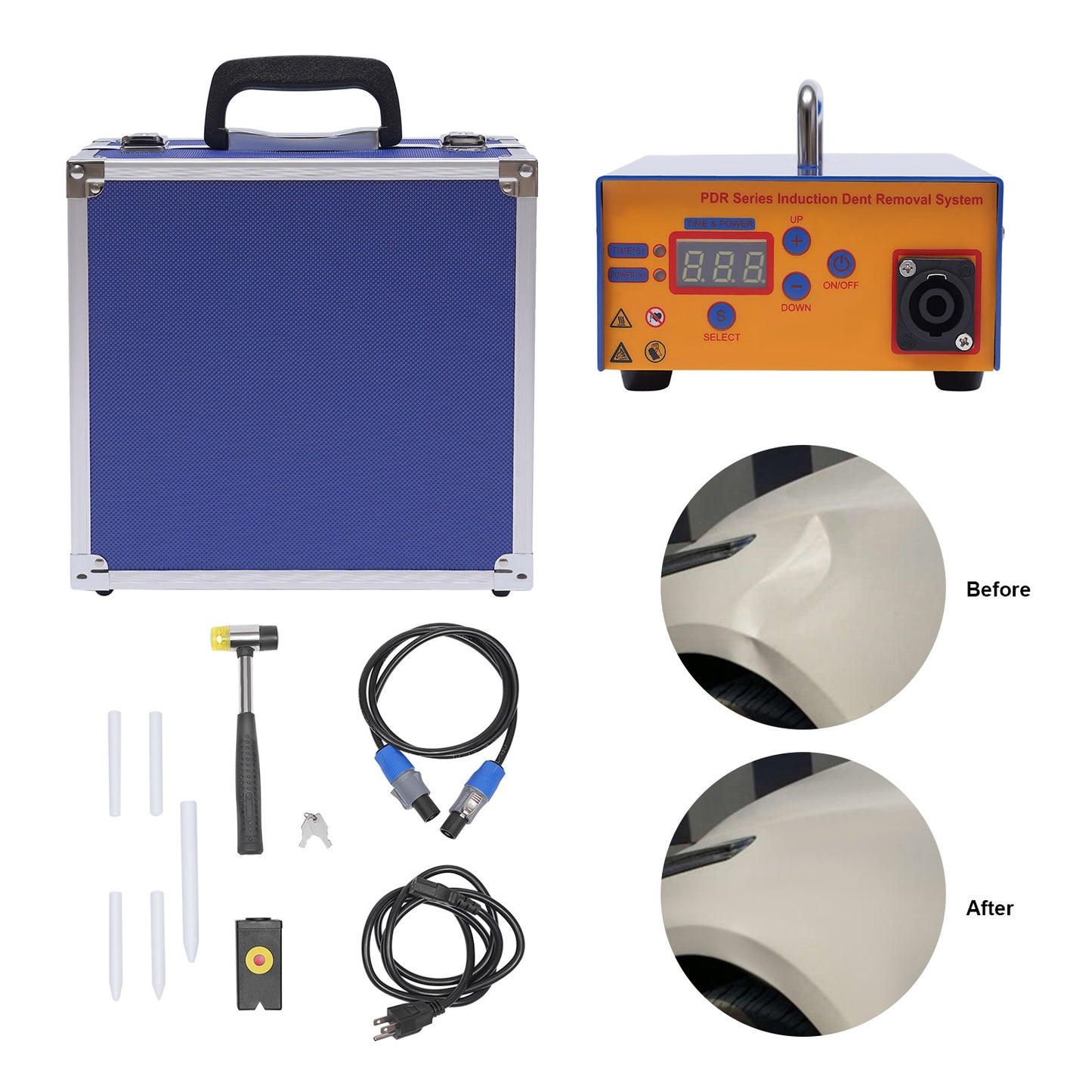 1380W Magnetic Induction Dent Repair Machine, Professional Car Body Paintless Dent Repair Removing Tool Set with Digital