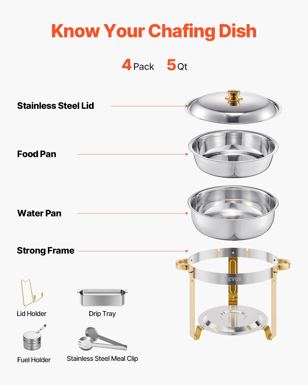 Stainless Steel Buffet Chafer Set For Catering And Events 5