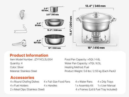 Stainless Steel Buffet Chafer Set For Catering And Events 6