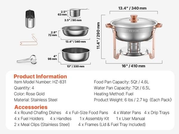 Stainless Steel Buffet Chafer Set For Catering And Events 7