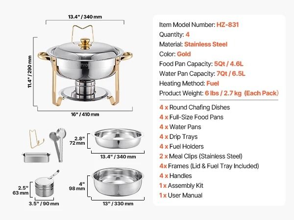 Stainless Steel Buffet Chafer Set For Catering And Events 8