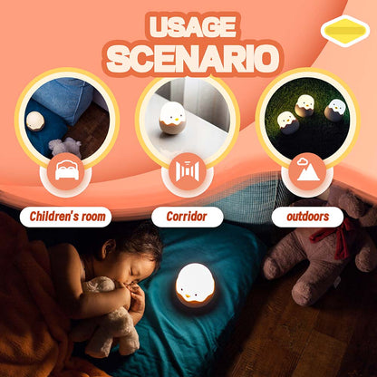 Duck Silicone Night Light for Kids, USB Rechargeable with Timer, Dimming Touch Control | Cartoon Animal Nursery Lamp