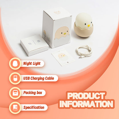 Duck Silicone Night Light for Kids, USB Rechargeable with Timer, Dimming Touch Control | Cartoon Animal Nursery Lamp