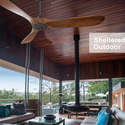 Modern OutdoorIndoor Ceiling Fan With Remote Control Energy DC Motor  Solid Wood Blades Silent  Sty 1