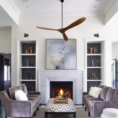 Modern OutdoorIndoor Ceiling Fan With Remote Control Energy DC Motor  Solid Wood Blades Silent  Sty 2