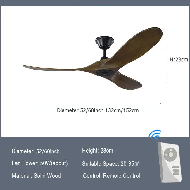 Modern OutdoorIndoor Ceiling Fan With Remote Control Energy DC Motor  Solid Wood Blades Silent  Sty 4