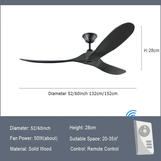 Modern OutdoorIndoor Ceiling Fan With Remote Control Energy DC Motor  Solid Wood Blades Silent  Sty 5