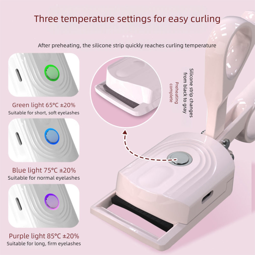 Rechargeable Electric Heated Eyelash Curler Fast Heating Lash Curler Makeup Supplies Long Lasting E 2