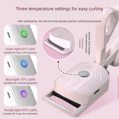 Rechargeable Electric Heated Eyelash Curler Fast Heating Lash Curler Makeup Supplies Long Lasting E 2