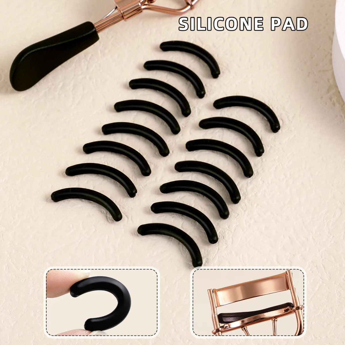 Stainless Steel Portable Eyelash Curler With 15 Silicone Pads Lash Extension And Curling Tools For  1