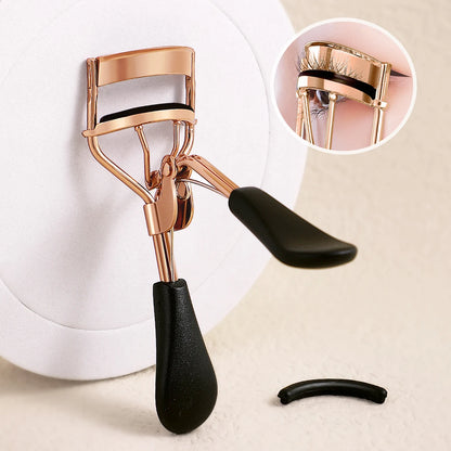 Stainless Steel Portable Eyelash Curler with 15 Silicone Pads, Lash Extension and Curling Tools for Women