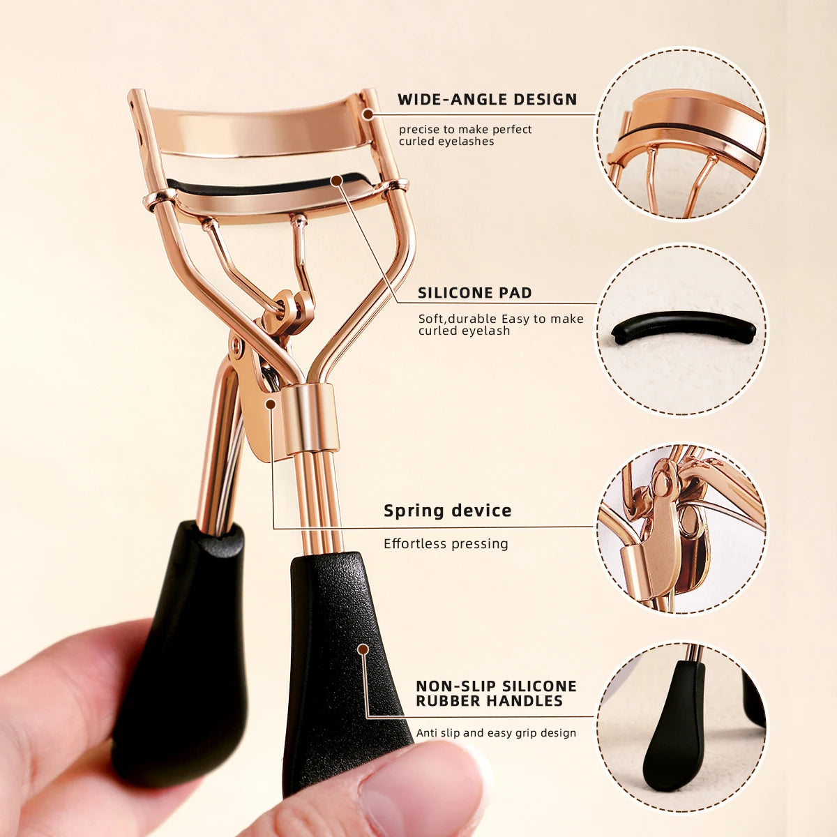 Stainless Steel Portable Eyelash Curler With 15 Silicone Pads Lash Extension And Curling Tools For  2