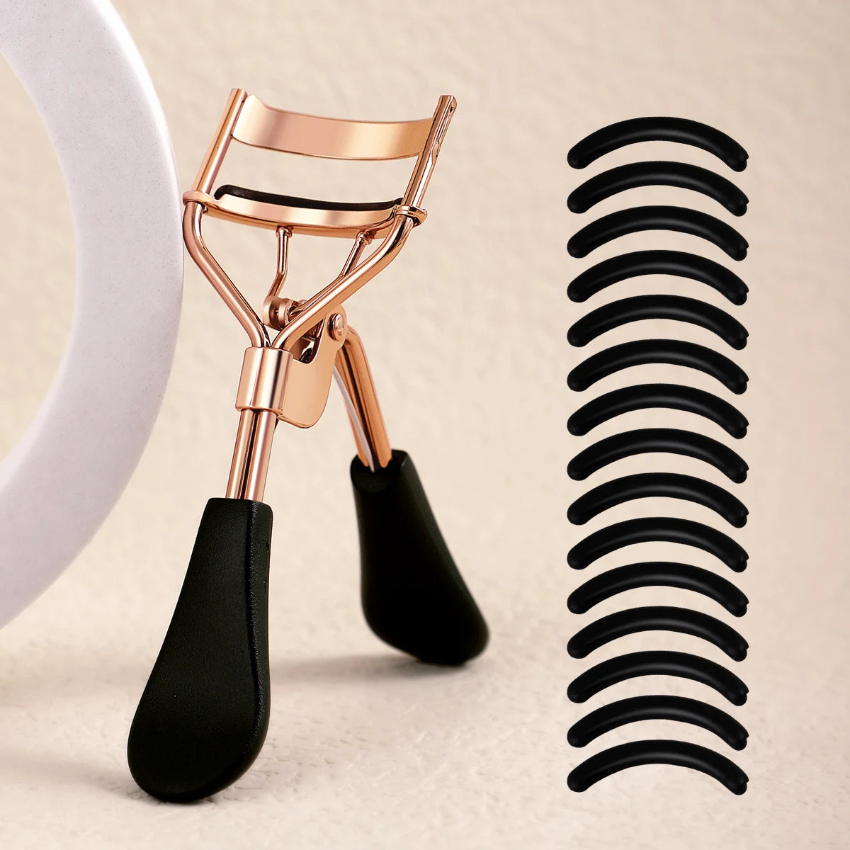 Stainless Steel Portable Eyelash Curler With 15 Silicone Pads Lash Extension And Curling Tools For  3