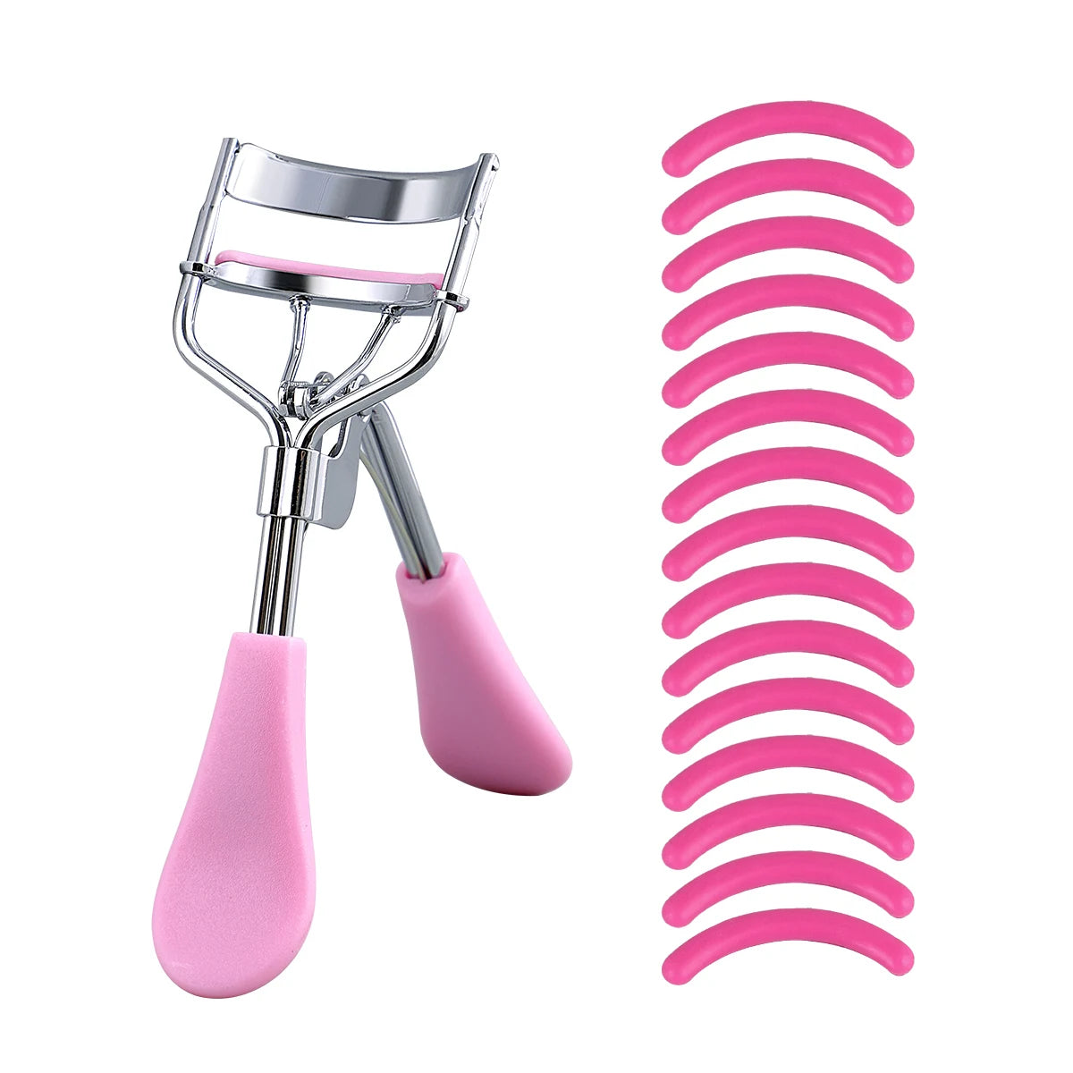 Stainless Steel Portable Eyelash Curler With 15 Silicone Pads Lash Extension And Curling Tools For  7