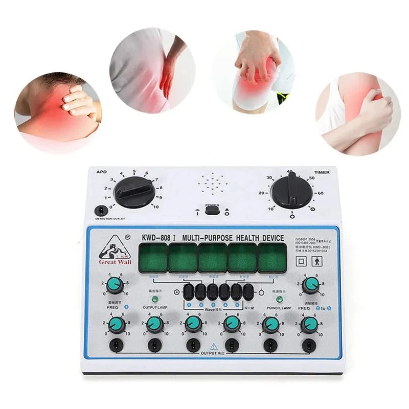 Advanced Electrical Nerve Muscle Stimulator Machine, 50Hz 6-Channel Output for Deep Tissue Pain Relief, Electric.
