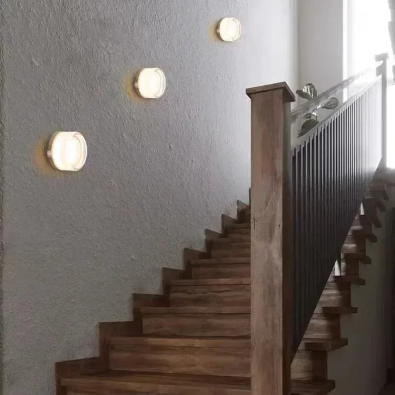Modern Design LED Wall Lamps for Bedroom & Bedside, Indoor Outdoor Round Sconce Light Fixtures, Acrylic Background