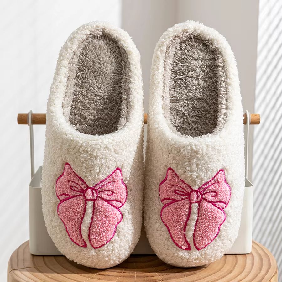 Womens Winter Bow Slippers  Warm Cotton Indoor Shoes With Soft Sole  Cute Design 2