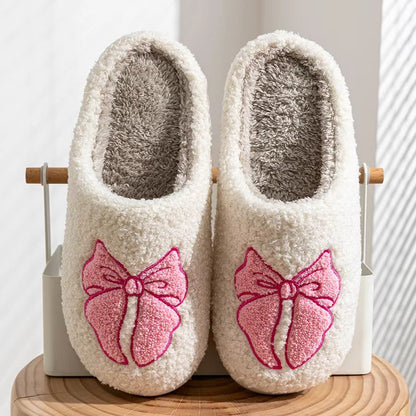 Womens Winter Bow Slippers  Warm Cotton Indoor Shoes With Soft Sole  Cute Design 2
