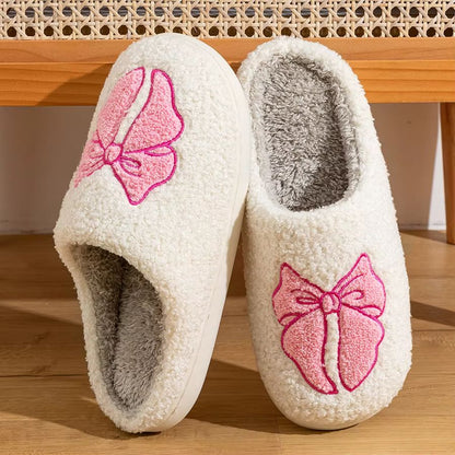Womens Winter Bow Slippers  Warm Cotton Indoor Shoes With Soft Sole  Cute Design 3