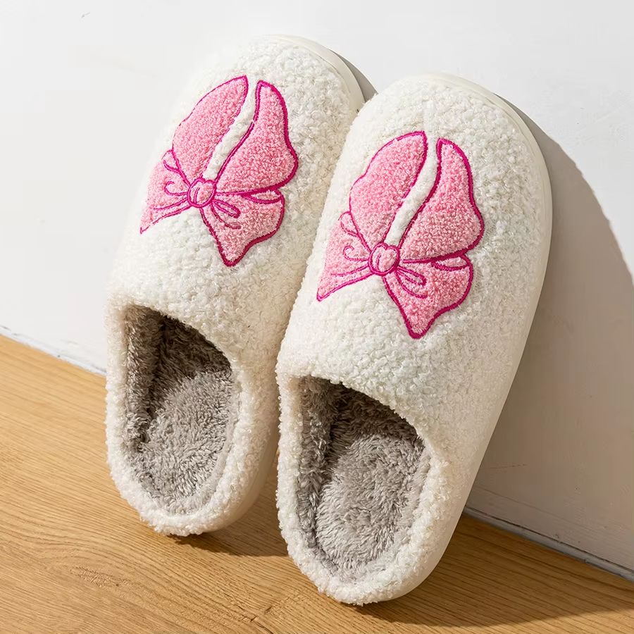 Womens Winter Bow Slippers  Warm Cotton Indoor Shoes With Soft Sole  Cute Design 4